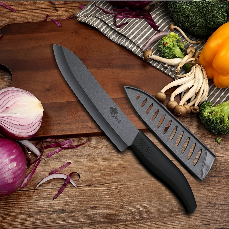Керамический нож 3, 4, 5, 6 дюймов, кухонные ножи для нарезки мяса шеф-повара, лезвие из черного циркония, цветная Нескользящая ручка, резак