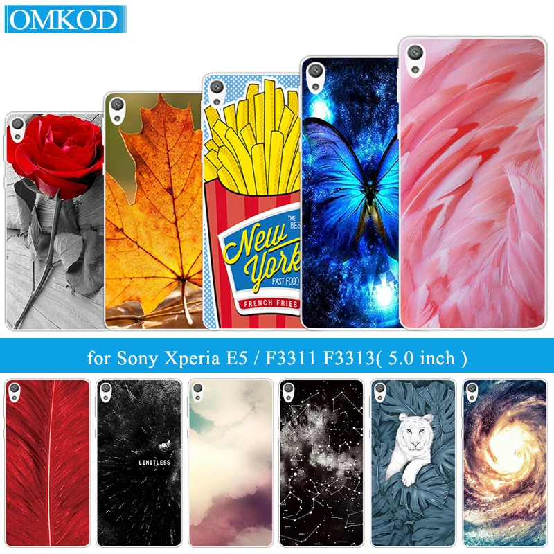 

For Sony Xperia E5 F3313 F3311 Soft Silicone Plumage Phone Cases for Sony E5 F3313 F3311 Coque for Sony E5 E 5 TPU Back Covers