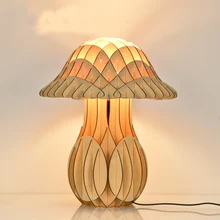 Грибная деревянная настольная лампа в стиле Северной Европы светильник