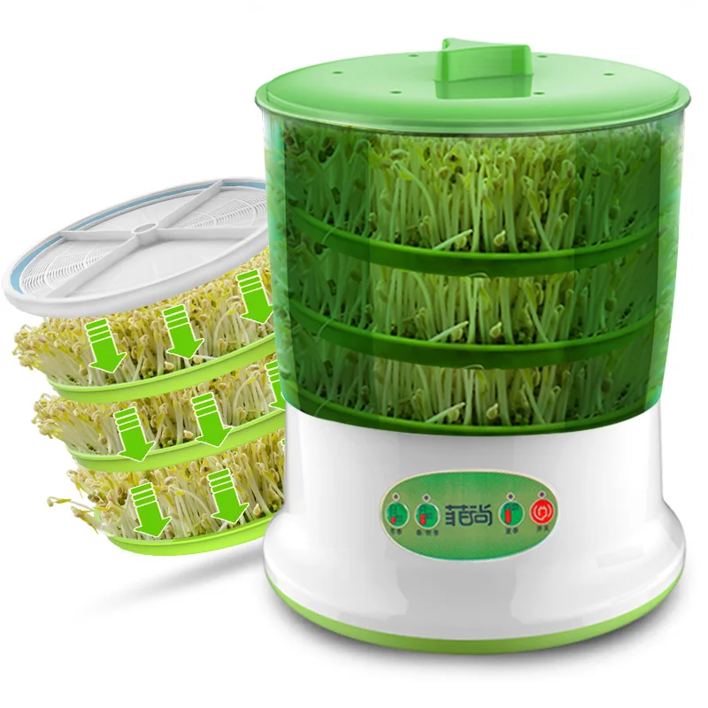 2-Tier Home Intelligence Bean Sprouts Machine Auto Seed Cereal Sprouter Growing 