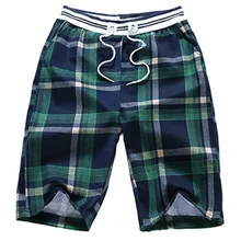 Высокое качество Летние повседневные хлопковые шорты с эластичной резинкой на талии для подростков студентов пляжные мужские свободные клетчатые льняные шорты для отдыха