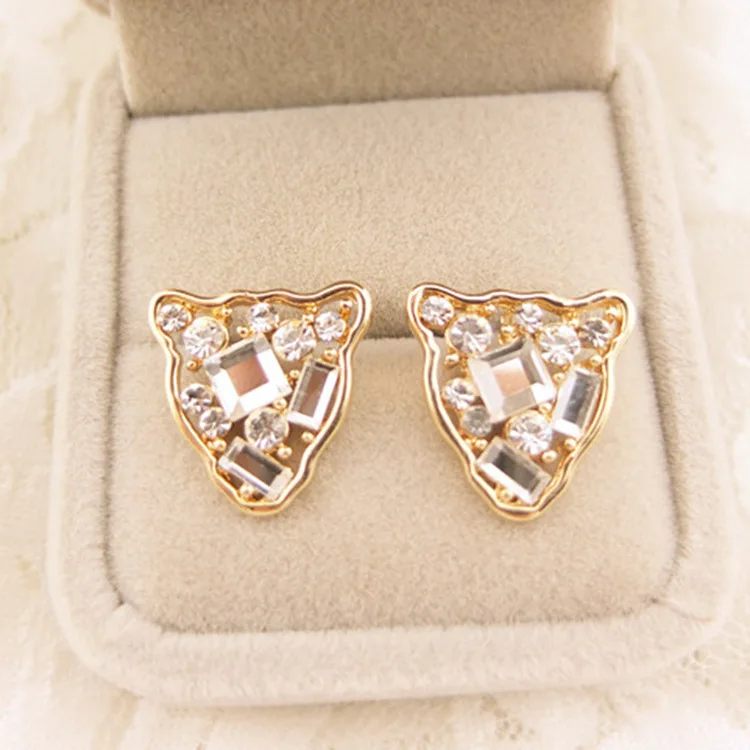 

Crystal Earrings Leopard Head Stud Earring Women Hollow Zircon Rhinestones Jewelry Fashion Ear Accessories