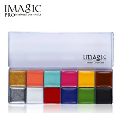 Бренд imagic, 12 цветов, флеш-Палитра для тату, краска для лица, для тела, масляное размазывание, стойкий блеск, краска для тела, тату для лица, инструмент для макияжа, художественный инструмент - Цвет: 01 Palette