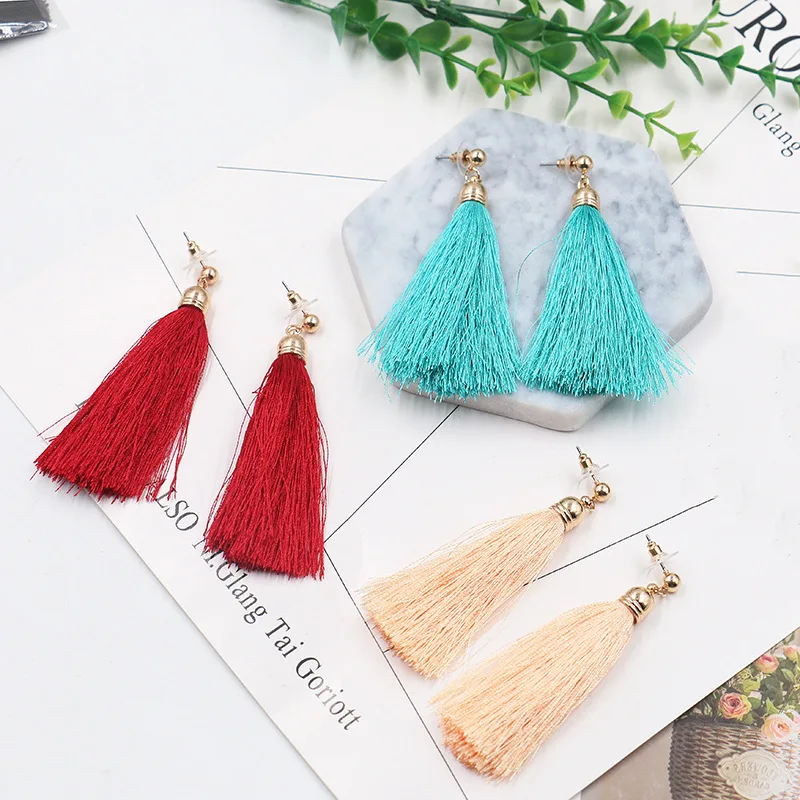 

YGLCJ 2019 New Hot Bohemian Long Tassel Earrings Ladies Exaggerated Boho Retro Pendant Earrings Ladies Jewelry