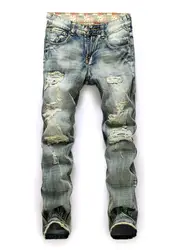 Модные Повседневные высокого качества хип-хоп отверстие известные мужчины джинсы в европейском стиле сезон весна-лето мужчин Штаны