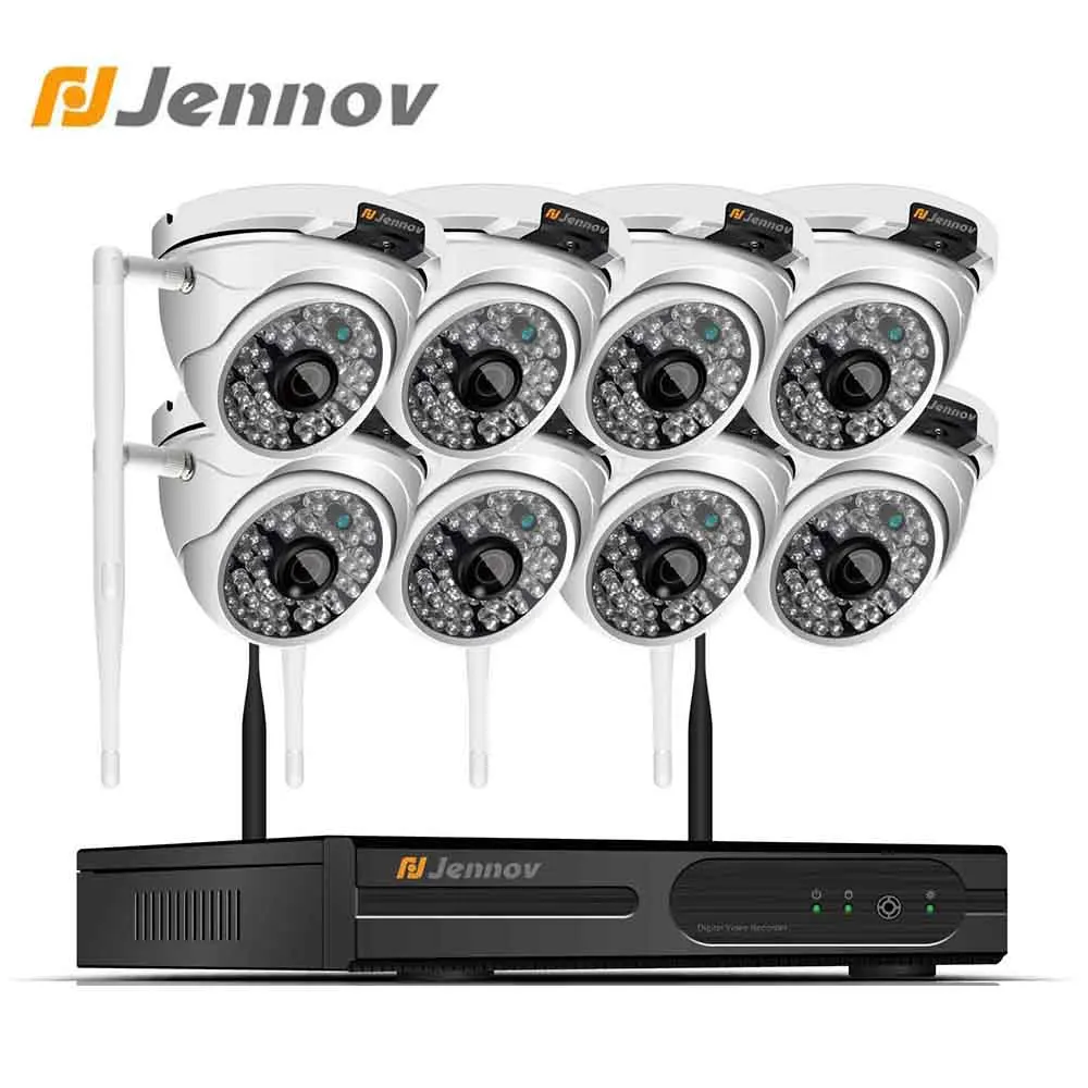 Jennov 8CH HD Беспроводная NVR система видеонаблюдения с 2MP 1080P наружная Всепогодная