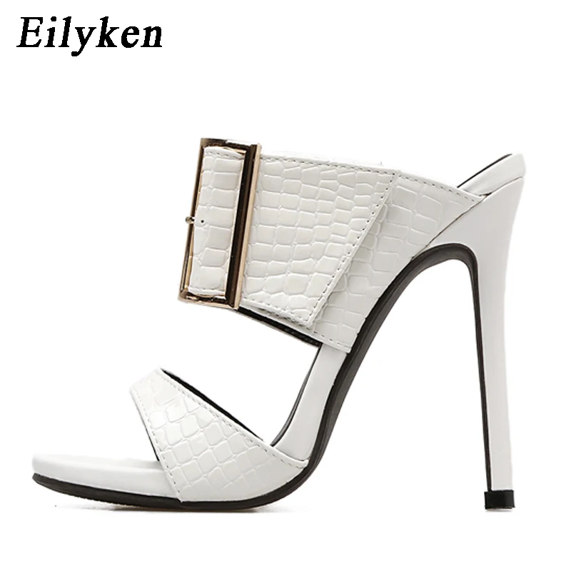 Eilyken Модные женские летние шлепанцы пикантные с пряжкой на тонком каблуке