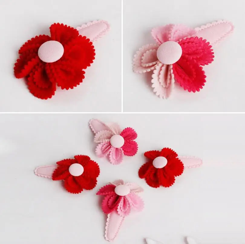2pc Boutique girls hair accessories 1.96" felt Flower kids hair clips