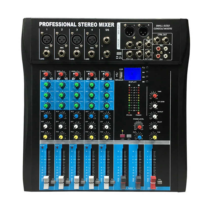 

LEORY Professional 6 Channels USB Stereo Mixer bluetooth Phone Live Studio Audio DJ Sound Mixing Console Karaoke Computer NEW