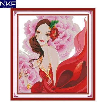 

NKF Dancing Youth Counted Cross Stitch Set DIY Needlework Embroidery Chinese Stampede Cross Stitch Kits for Home Decor