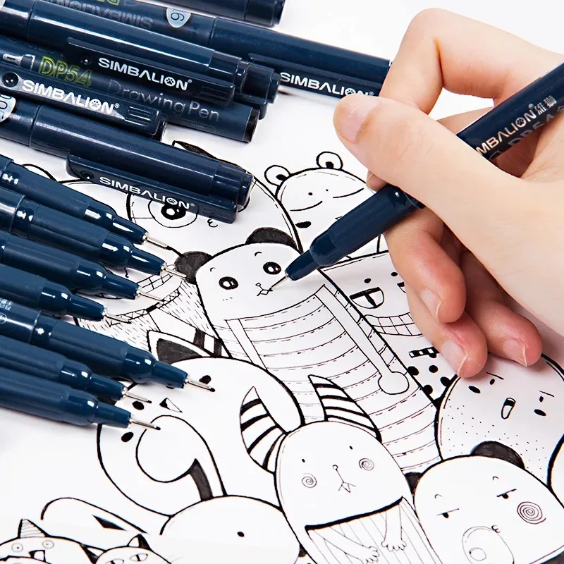 

9Pcs/set Simbalion Pigma Micron Fineliner Marker Needle Pen Professional Drawing Design Manga Hook Line Sketch Pen Art Supplies