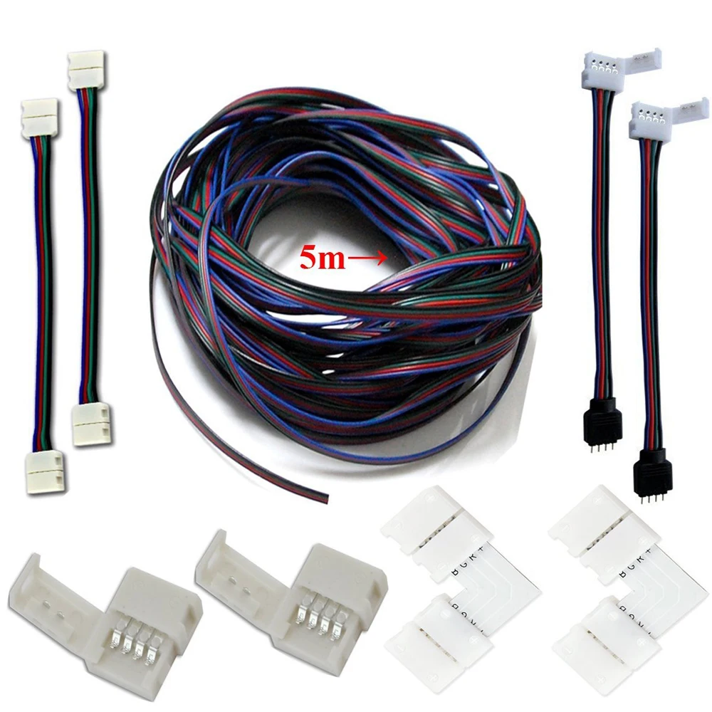 

LED strips connectors full kits Jumper corner connector RGB Extension Cable Gapless Connector For 3528 5050 RGB LED Strip light