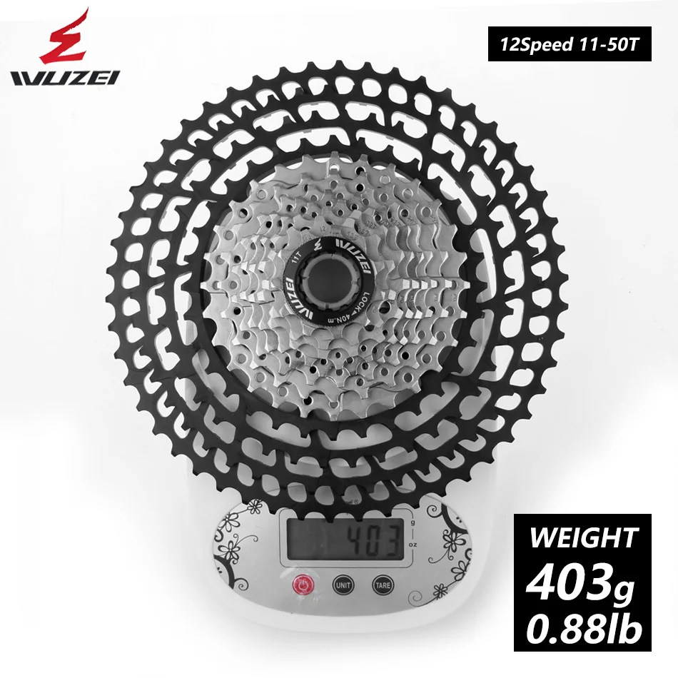 WUZEI MTB 12 Скоростей Freewheel 11-50T pinions 403g кассета Сверхлегкий ЧПУ колесо mmount запчасти для велосипеда - Цвет: 12S 50T Black silver