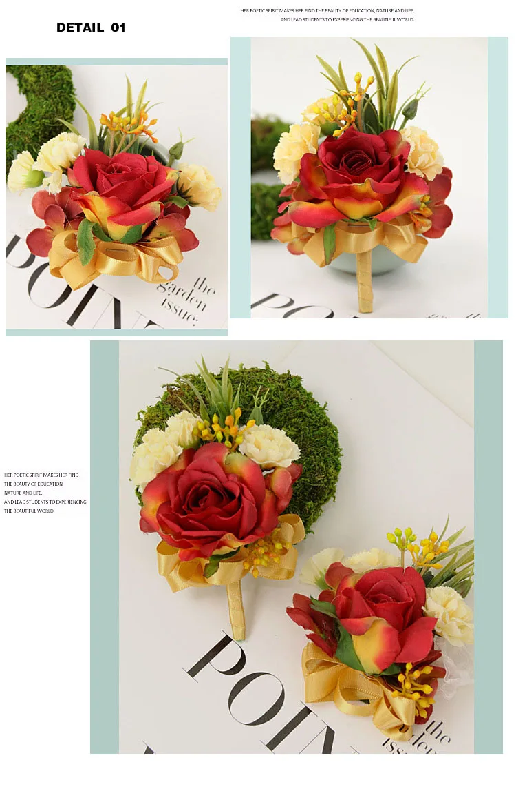 bridesmaid bracelet wedding corsage flowers roses artificial  (5)