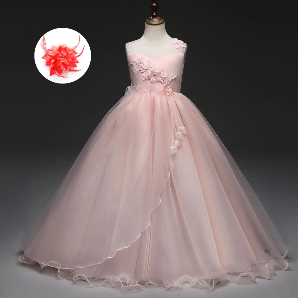 peach and white wedding dress