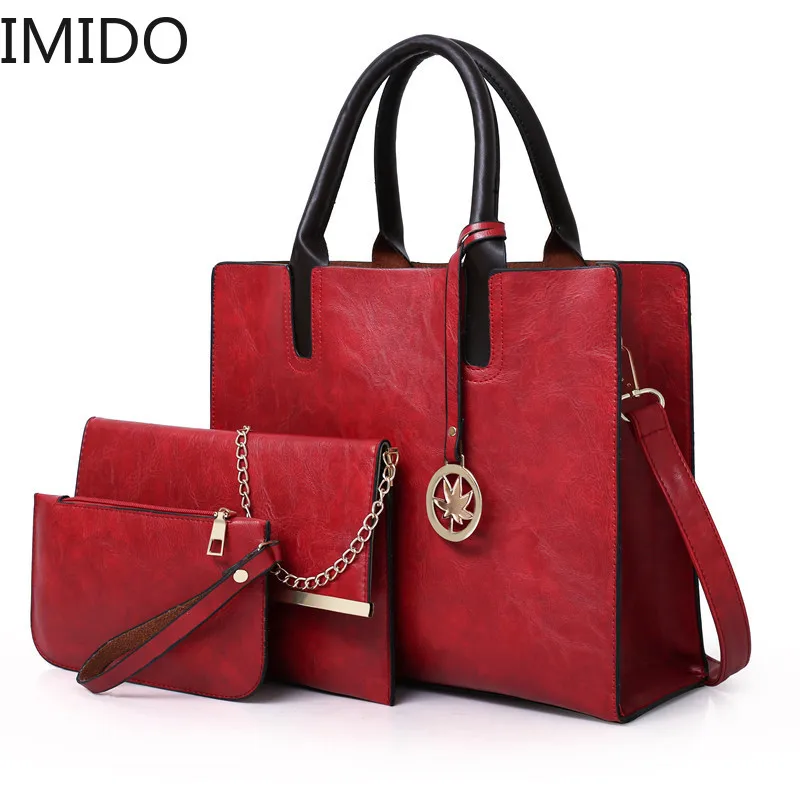 النساء 3 قطعة/المجموعة بو جاكيت جلدي-مقبض حقيبة الإناث خمر عارضة شرابة كبيرة حقيبة كتف محفظة السيدات الأزياء حقيبة ساع كيس