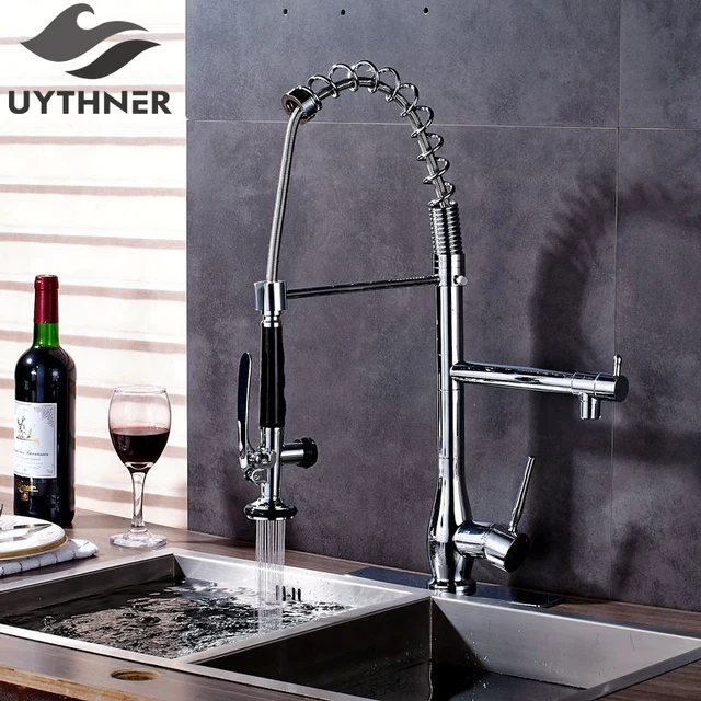 Special Offers Uythner Superior Quality Heighten Solid Brass Chrome Kitchen Faucet Mixer Tap Sharp Handle + Square Cover Plate