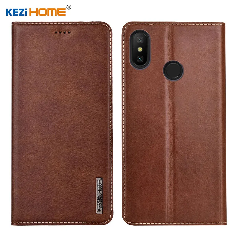 

Case for Xiaomi Redmi Note 6 Pro KEZiHOME Luxury Genuine Leather Flip wallet Cover for Redmi Note6 Phone cases
