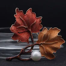 Donia Jewelry Green Brown Maple Leaf Brooches Bouquet Pearl Brooch Jewelry Fashion Women's Christmas Accessory Hats Bijoux Broch