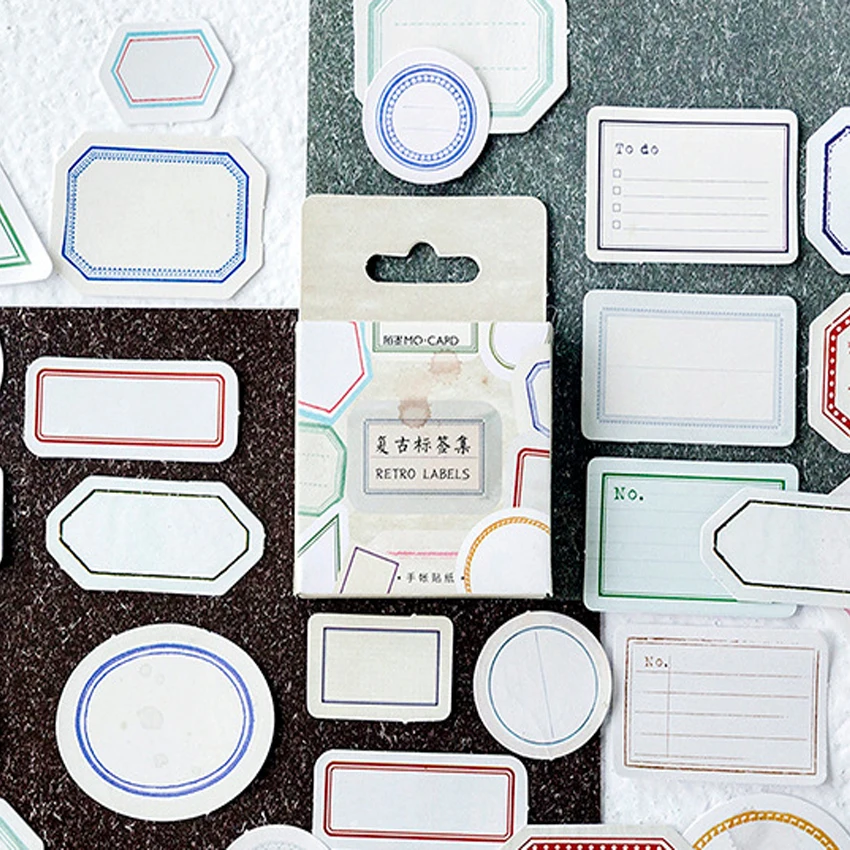 

46pcs/box Retro label set Mini Boxed Stickers Diary Adhesive Album Scrapbooking Decorative DIY Stickers