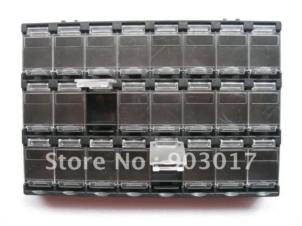 2 pcs SMD SMT Electronic Component Mini storage box 24 GridB Black