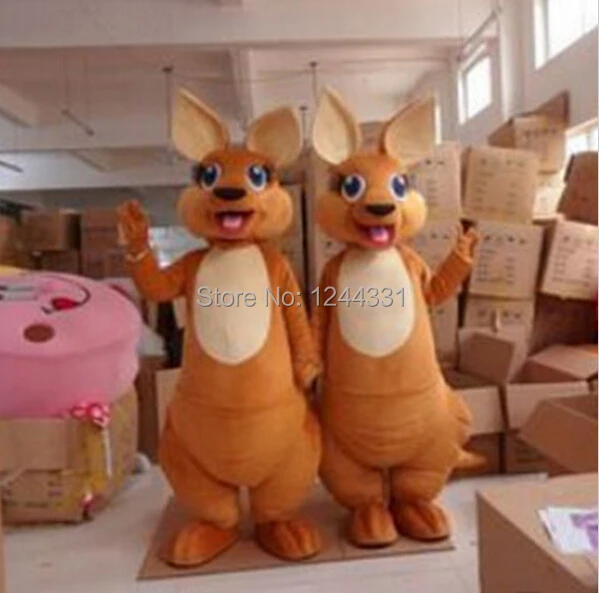 

Hot selling 2015 100% real images Adult Size Forest Animal Brown Kangaroo Mascot Costume Fancy Dress Party Outfit