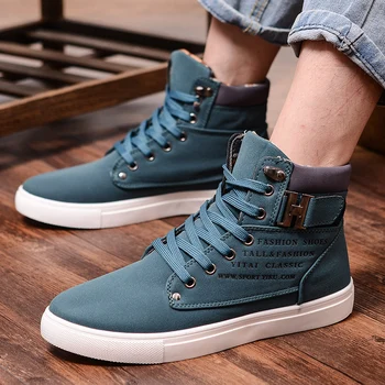 

New 2020 Autumn Winter Men High Top Sneakers Comfortable Lace Up Canvas Casual Shoes For Men