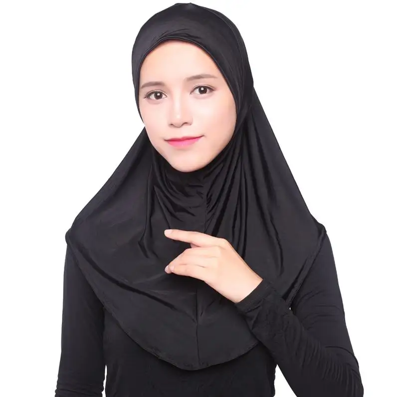 ОАЭ абайя Дубай ислам Саудовская Аравия шапочки под хиджаб женский мусульманский тюрбан хиджабы шаль тюрбан Шляпка женская платок - Цвет: Black