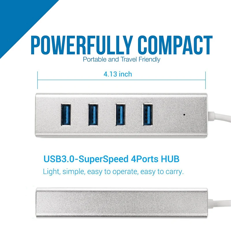 Aluminium USB Hub Type C To 4 USB HUB 3 0 Expander Portable 4 Port USB 4
