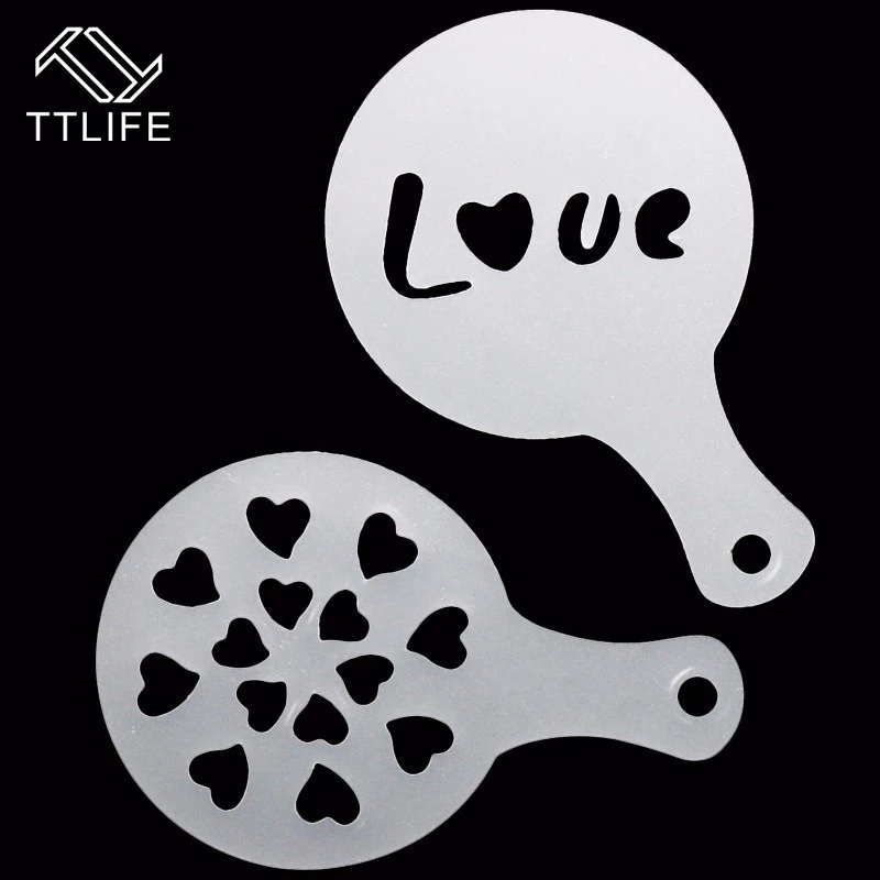 TTLIFE 8 قطعة الحب نمط القهوة الفن الإستنسل مقهى اتيه رغوة رذاذ كابتشينو باريستا نحت أدوات كعكة منفضة قوالب TTLIFE 8 قطعة الحب نمط القهوة الفن الإستنسل مقهى اتيه رغوة رذاذ كابتشينو باريستا نحت أدوات كعكة منفضة قوالب