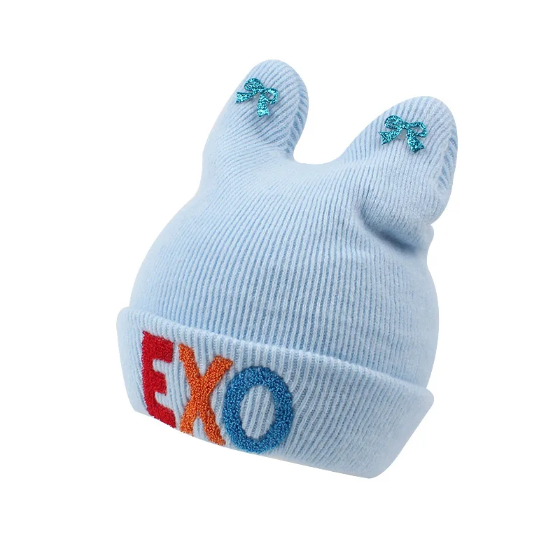 Knitted Newborn Baby Hat Cute Bear Infant Beanie Hat For Newborn Girls Soft Warm Baby Tire Hat Autumn Winter Baby Girls Clothing (3)