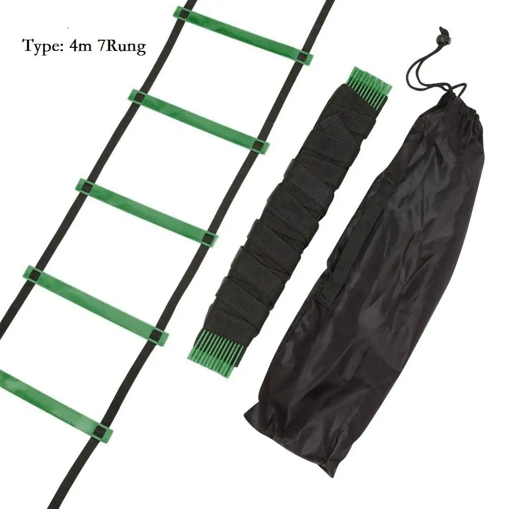 3 4 6 7M 6-14 Rung футбол тренировка скорость ловкость лестница черные ремни тренировка лестница шаг футбол аксессуары PP материал ремень - Цвет: 4M 7Rung