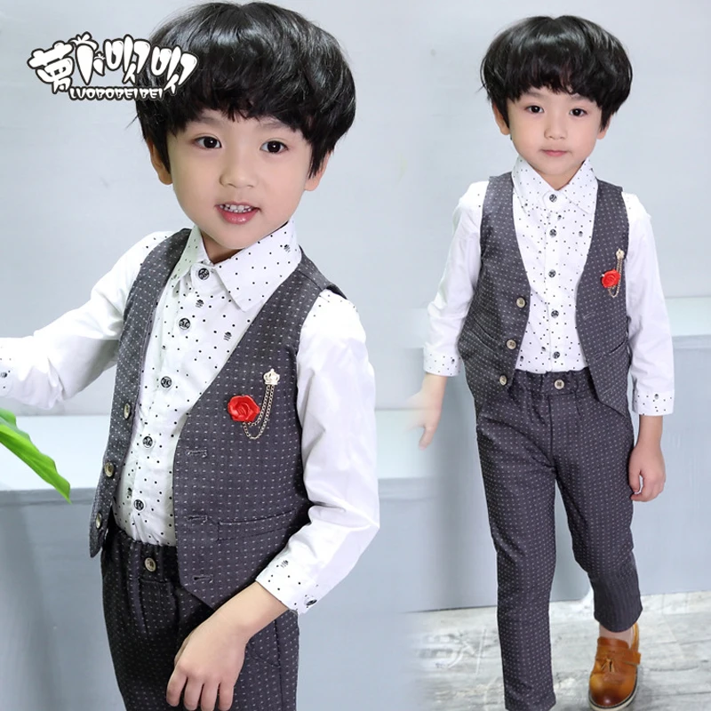 

Spring Boys Formal Suit for Wedding Prom Dress 2-10Y Gentleman Boy Vest Pants Suits Set Children Christening Party Tuxedo Sets