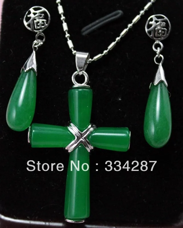 

Noblest green jade Cross Pendant + Necklace