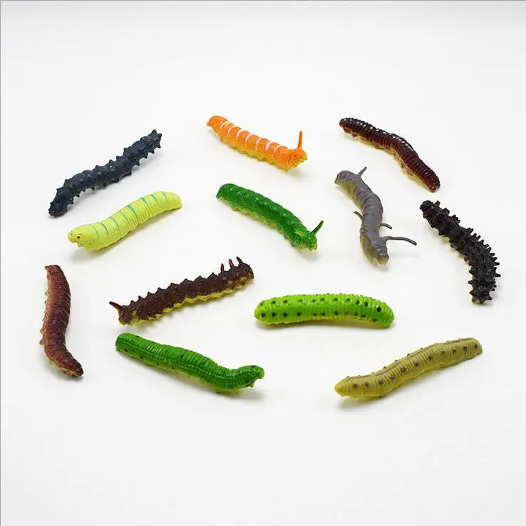 6pcs/Lot Different Twisty Worm Realistic Fake Caterpillar Insect Educational Trick Toy Simulated crawling insect animal