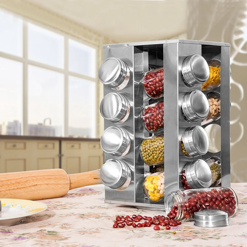 1 Set, Spices And Seasonings Container Sets, Revolving Countertop Spice  Rack With Spice Jars, Spice Tower Organizer For Countertop Or Cabinet,  Multifu