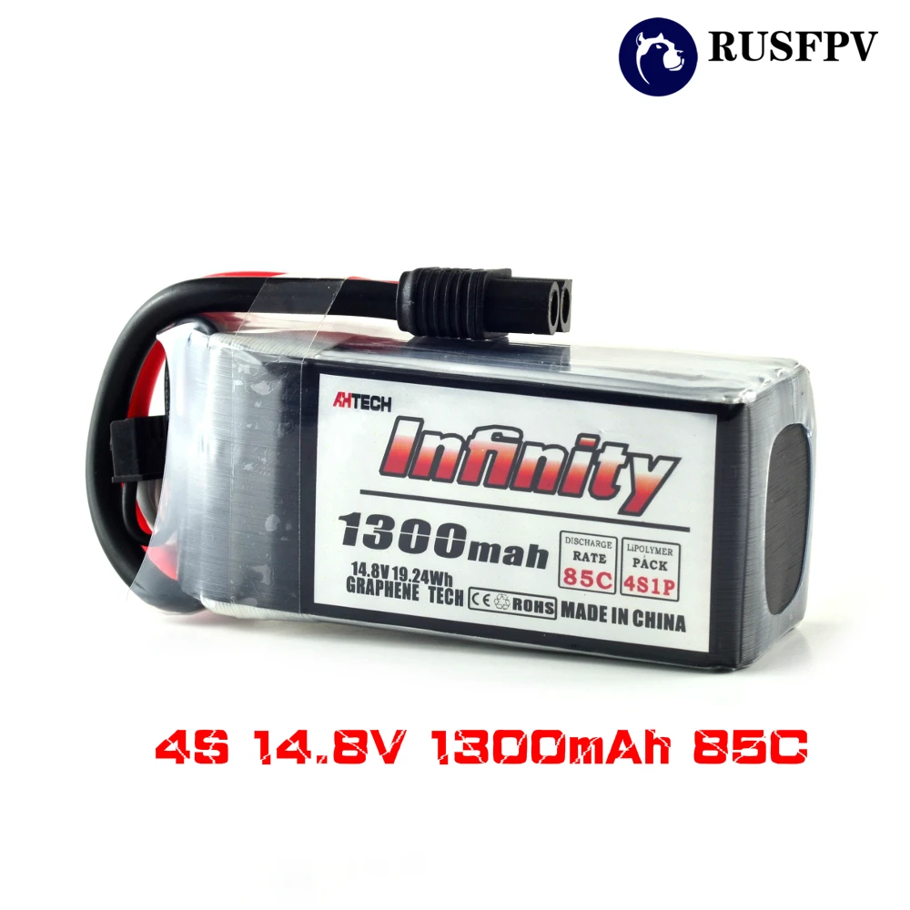 

2PCS AHTECH Infinity 4S 14.8V 1300mAh 85C Graphene LiPo Battery XT60 SY60 Support 15C Boosting Charger For FPV Racing Drone