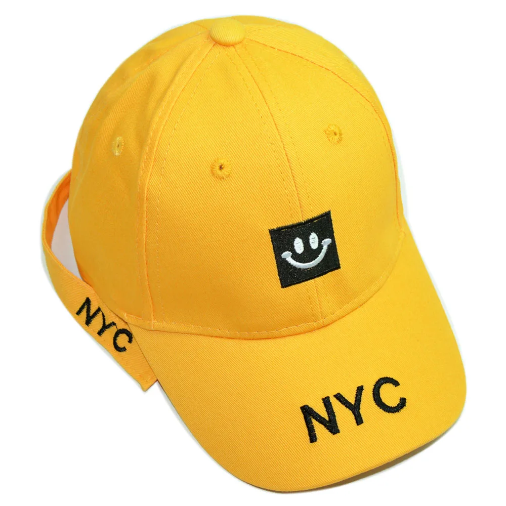 Хлопковая бейсболка для девочек NYC Smiley бейсболки хип-хоп Детская кепка для мальчиков весенне-осенняя Повседневная шапка Прямая