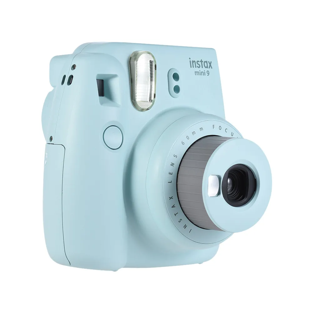 Новая Оригинальная 5 цветов Fujifilm Instax Mini 9 камера моментальной печати+ 40 листов Fuji Instax Mini 8 9 белая пленка+ объектив крупным планом - Цвет: ice blue