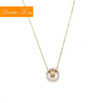 

Lucky Bead Zircon Pendant Necklace Titanium Stainless steel Gold Chain Necklace Inlaid Zircon Fashion Trendy Women Jewelry Gift