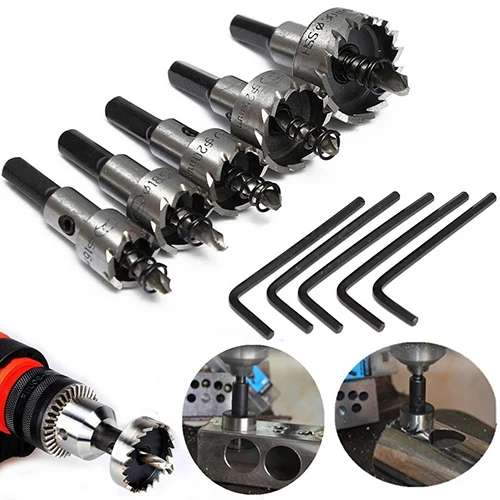 

5Pcs Set HSS High Speed Steel HollowDrill Bit Core Drill Hole Saw Set Stainless Steel Metal Alloy Wood Hole Cutter