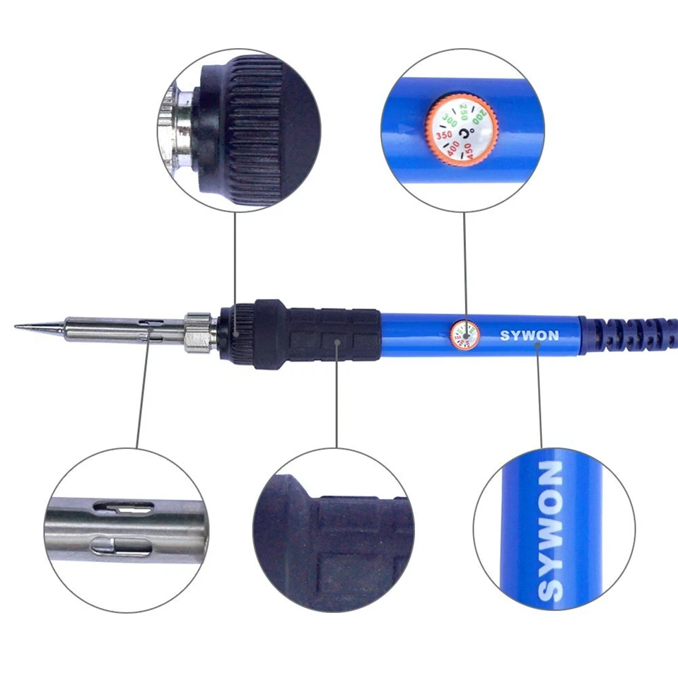 

Hot 110V / 220V 200-450 Temperature 60W Electric Soldering Iron + 5PC Soldering Iron Tips For SMT SMD Solder Rework Repair