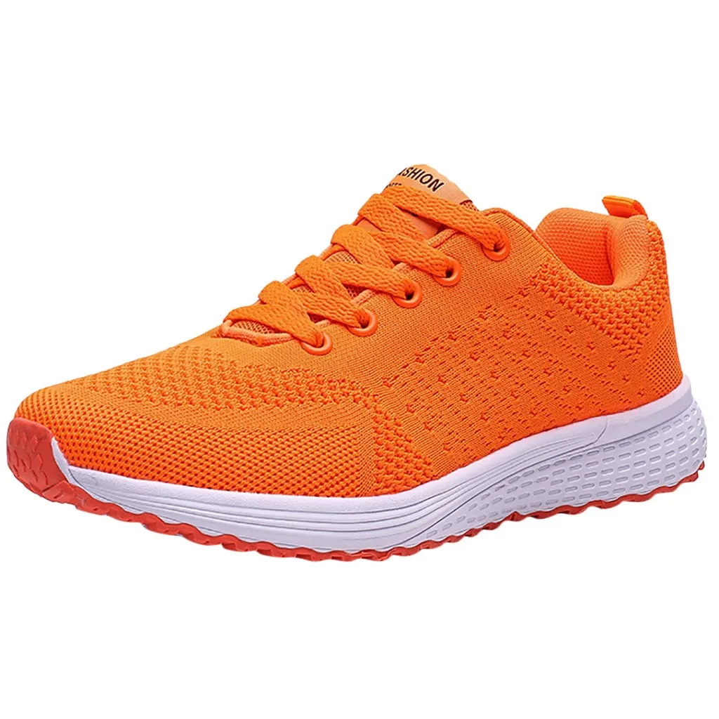 Обувь для бега оранжевого цвета; женская модная Повседневная дышащая Тканевая обувь; прогулочная спортивная обувь кроссовки для студентов - Цвет: Оранжевый