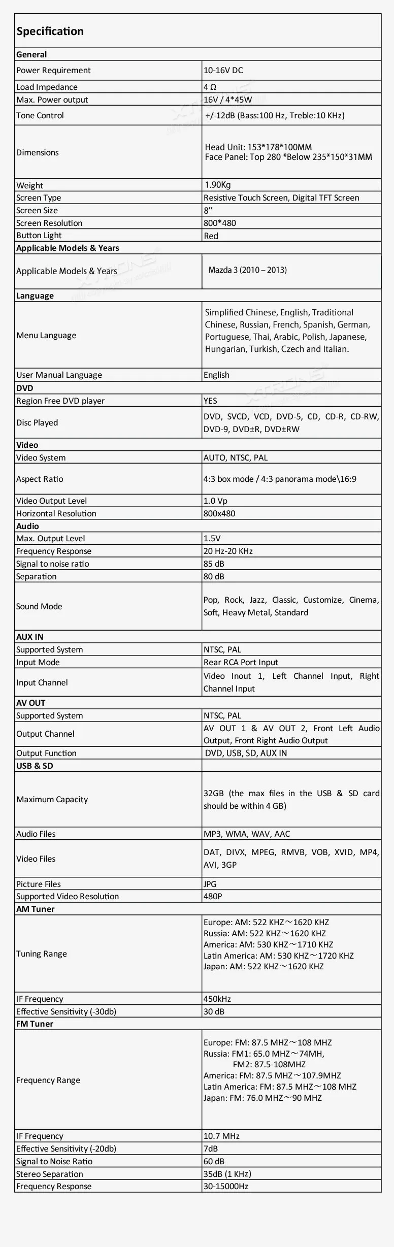 Clearance XTRONS 8 inch touch screen 2 din Car DVD Player GPS Navigation stereo MP4 Radio Head Unit CANbus for Mazda 3 2010 2011 2012 2013 16 Clearance XTRONS 8 inch touch screen 2 din Car DVD Player GPS Navigation stereo MP4 Radio Head Unit CANbus for Mazda 3 2010 2011 2012 2013 16