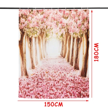 

4Pcs Europe Pink Flower Tree Pattern Bathroom Shower Curtain Pedestal Toilet Seat Mat+Lid+Bath Mat Home Decor Anti Slip Carpet