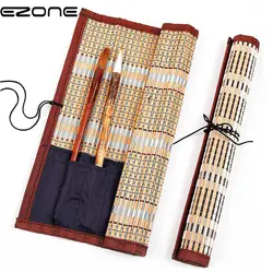 EZONE бамбука подвижный мешок картина с каллиграфией кисточки держатель шторы пакет для акварельные масла чертёжные Ручки Чехол школьные