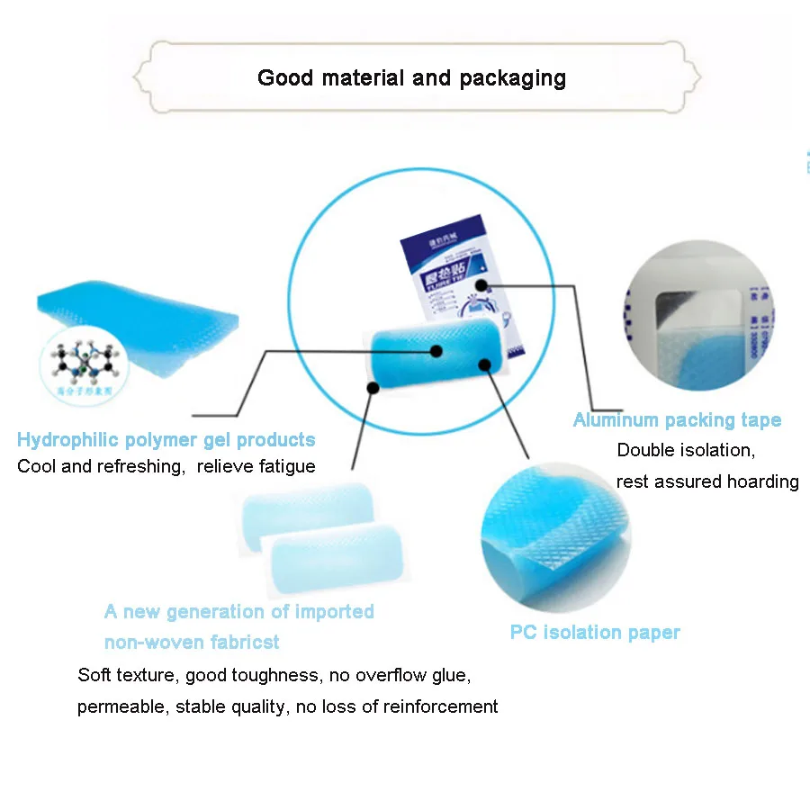 5 шт. китайский Охлаждающий пластырь для детей, Охлаждающий пластырь для детей, Охлаждающий пластырь для быстрого охлаждения льда, физический Охлаждающий пластырь