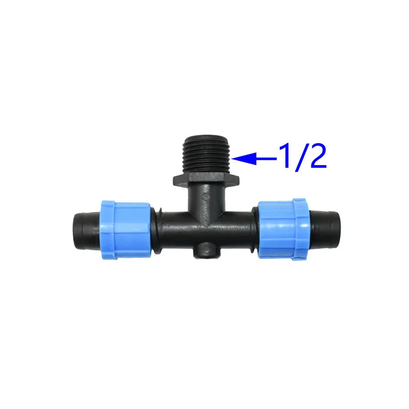 Мужской 3/4 1/2 16 мм капельный ленточный тройник делитель воды резьба фиксирующий разъем 3 способ орошения капельная лента для теплицы 1 шт - Цвет: A