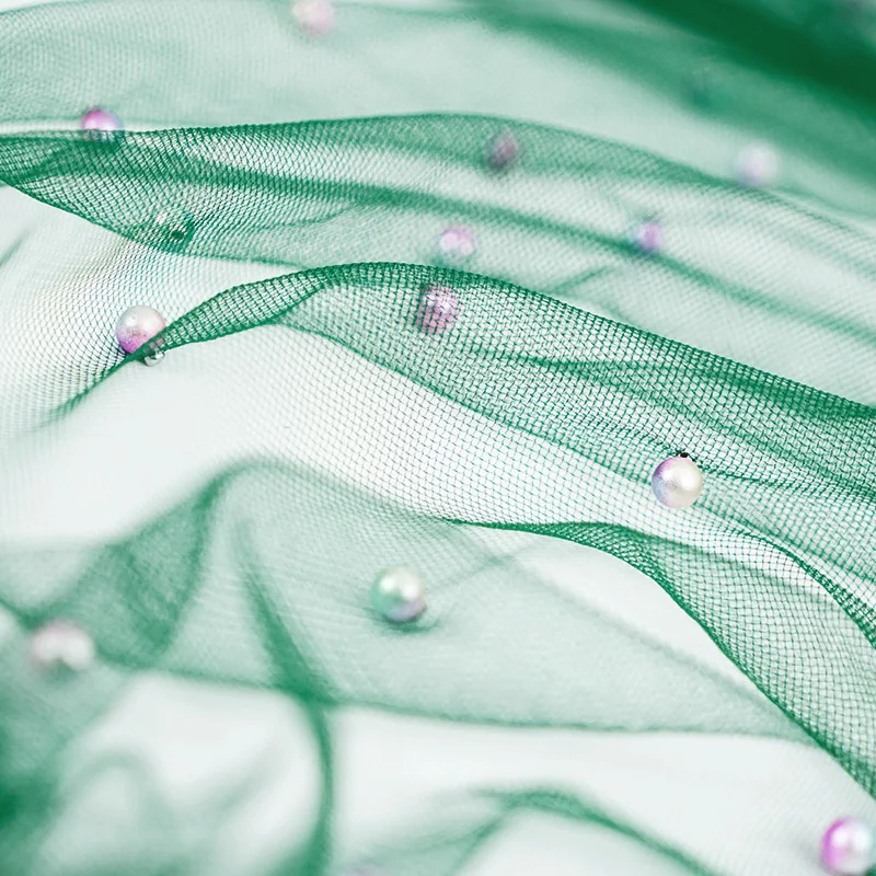 Вышитая бисером кружевная фатиновая сетчатая ткань для платья и юбки-пачки, материал для шитья, дизайнерская ткань 0,25 метров/1 шт. TJ1212