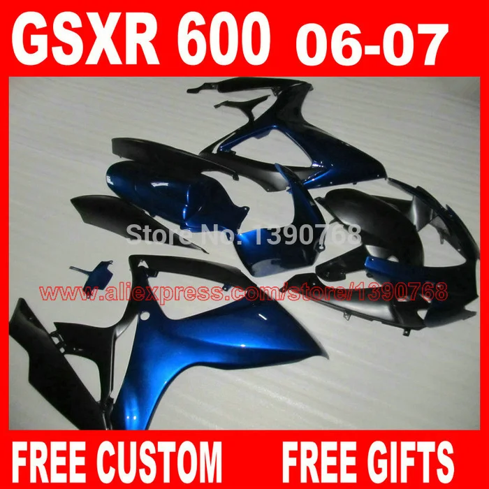

ABS Fairing kit for SUZUKI K6 GSX R 600 750 06 07 GSX-R 600/750 2006 2007 blue black plastic fairings set CB46 +7 gifts